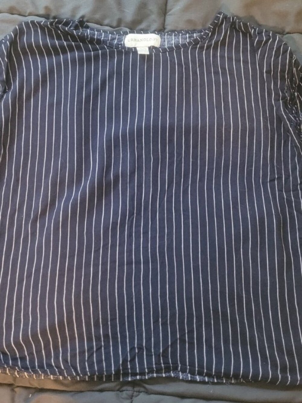 Urbanology Navy Pinstripe Short Sleeve Top XL